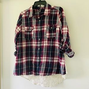 Plaid Floral Top